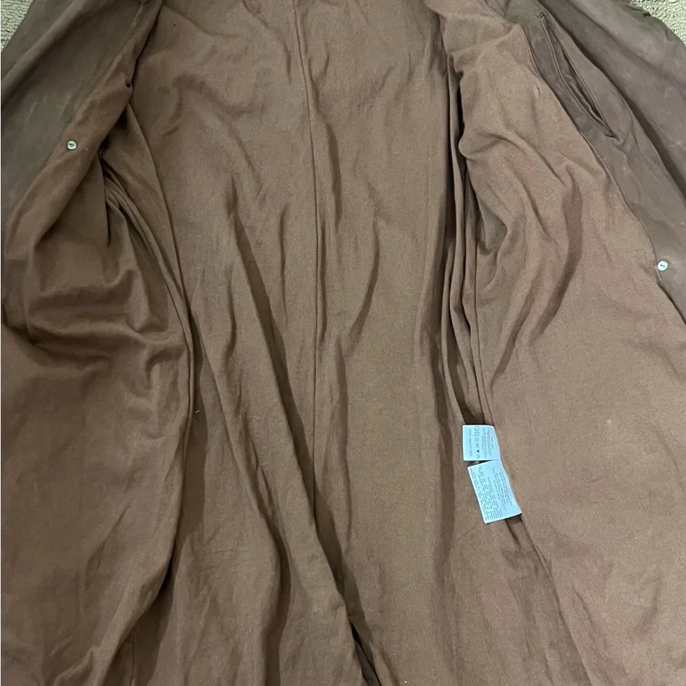 Sisii Brown Double-Breasted Leather Trench Coat - Picture 10 of 16